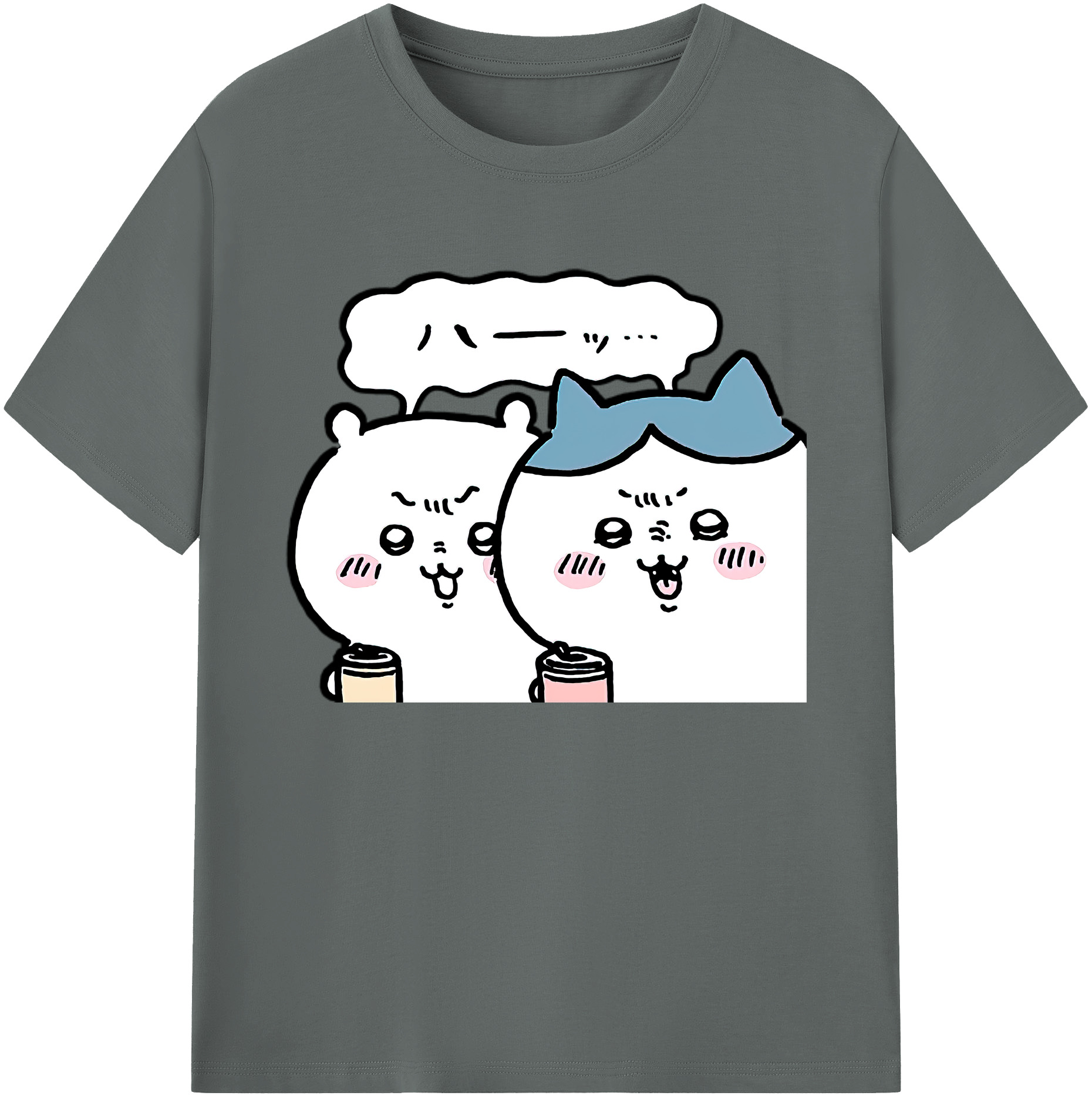 （画像用） ちいかわ ハチワレ Chii-kawa hachiware 綿100％ メンズ半袖Tシャツ｜肌触りやわらか＆通気性